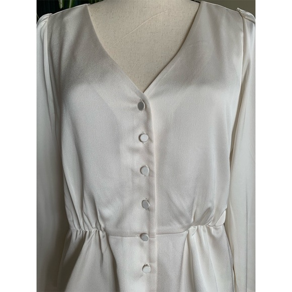 Silk Crepe Peplum Button Blouse, White, J. Crew, 6 - Picture 5 of 9